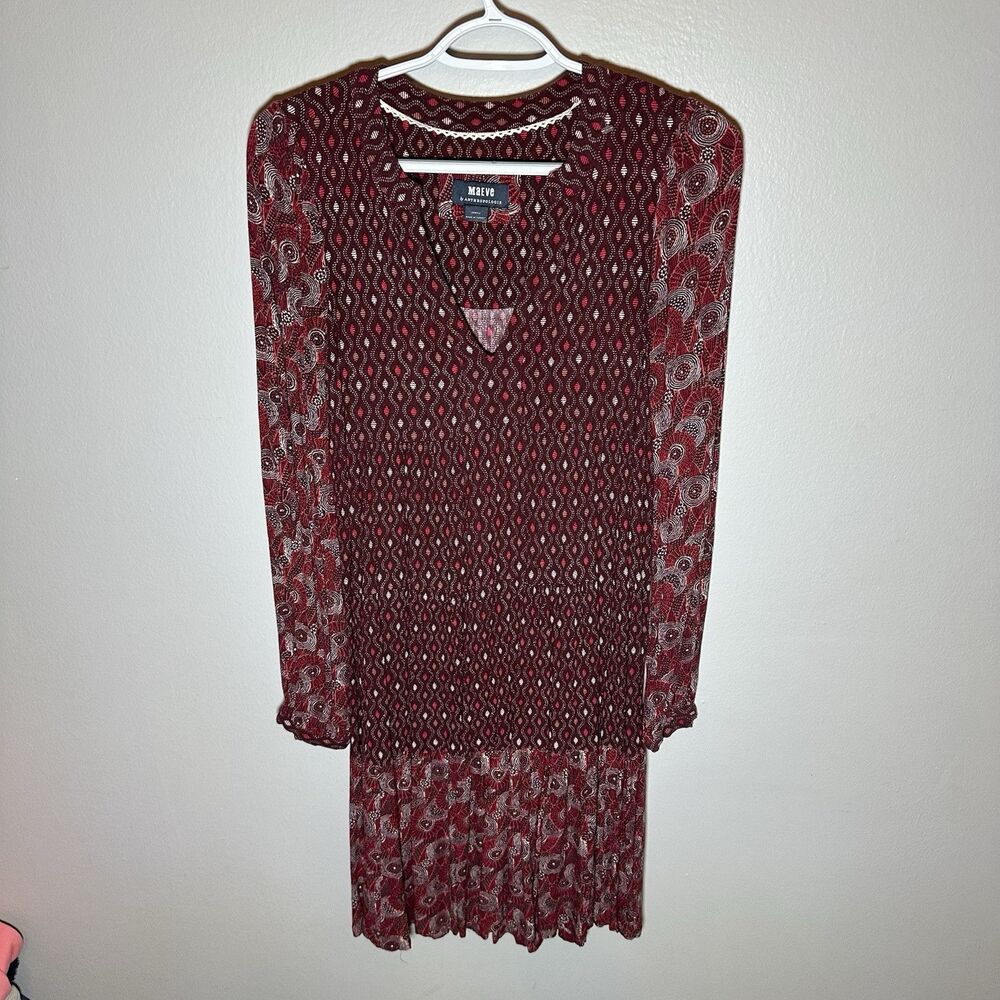 Maeve Anthropologie Boho Peasant Dress XS Midi Dress Patchwork Tiered
